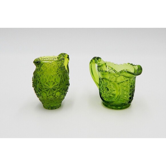 LE Smith Hobstar Daisy Button Avocado Green Petite Small Creamers Pitchers 3PC - Picture 6 of 10